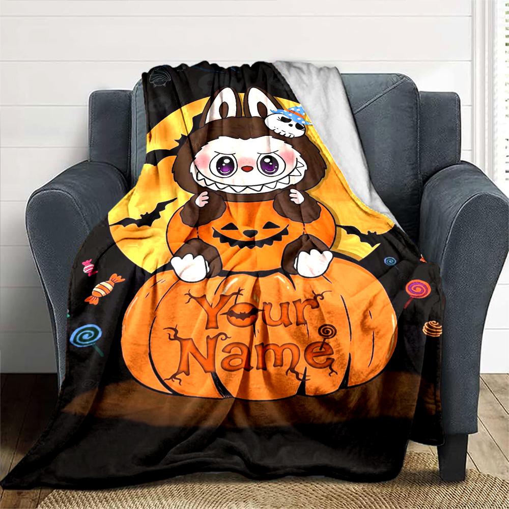 Labubu Personalized Name Blanket Multi-purpose Customizable Blanket Durable Comfort for Home Decor Office Office Chair Living Room for All Occasions