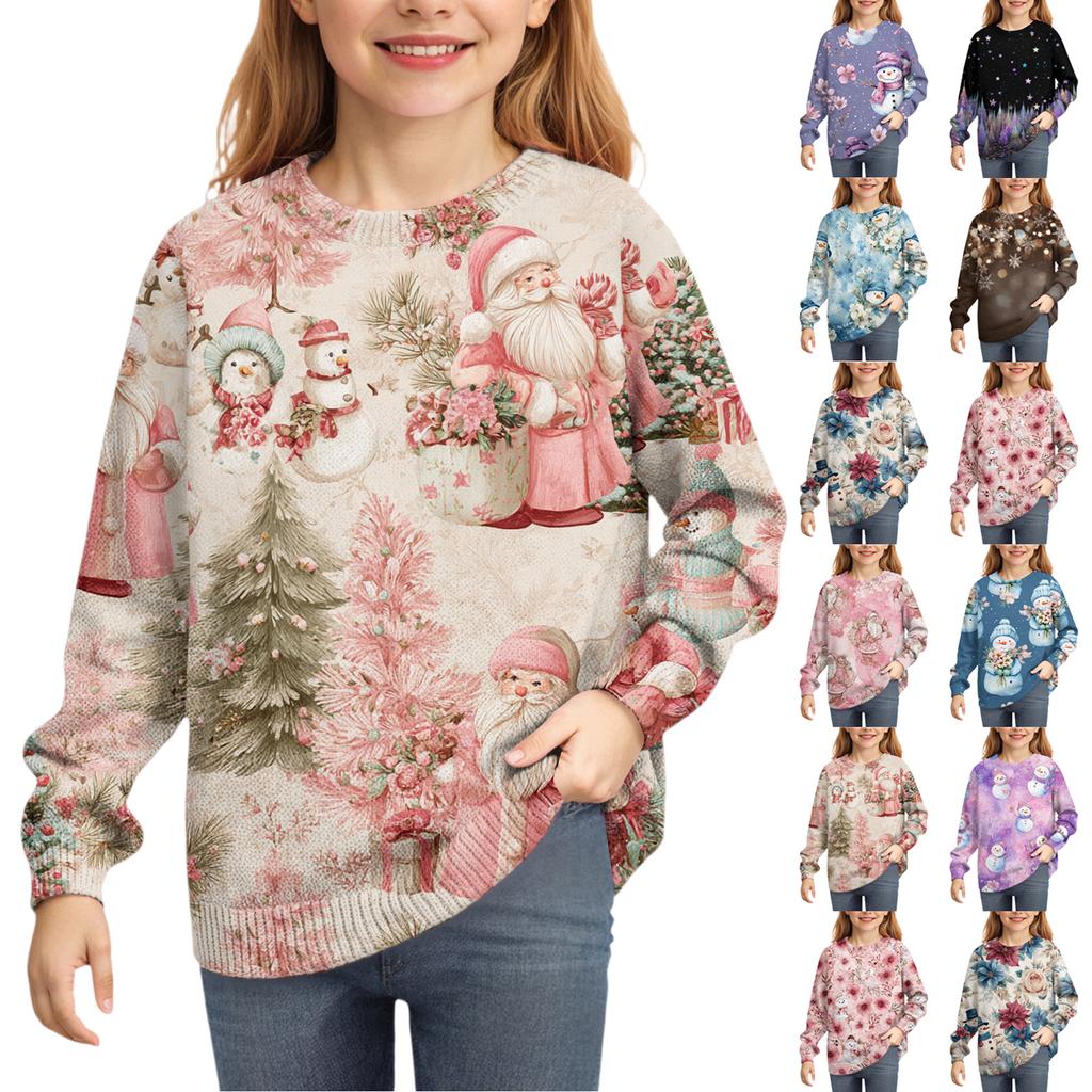 Christmas Day Sweatshirts For Children Boys And Girls Knit Sweater Cute Shirt Fall Crewneck Pullover Tops