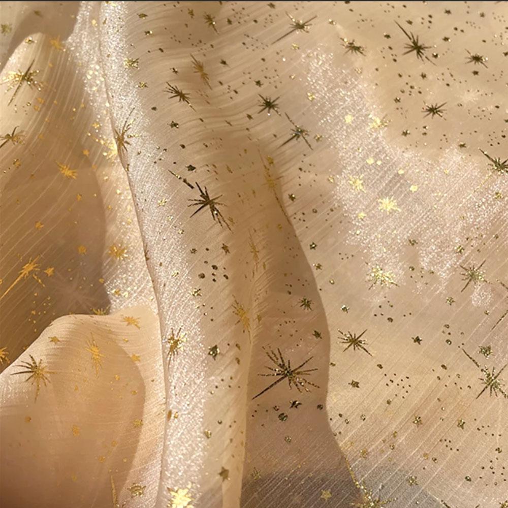 

Glitter Bronzing Star Moon Organza Fabric Crepe Tulle By Half Meter For Making Bride Veil Home Party Festive Backdrop Decoration 150x50cm шампанского