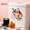 Ghost Pattern Bathroom Decor Halloween Wall Sticker, Cute Witch Cat Toilet Decal, Spooky Fun Room Accessories Skeleton Are You Pooping Sticker