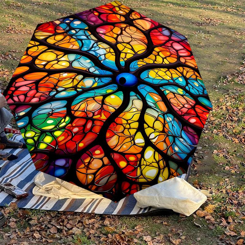 1PC Stained Glass ArtworkAutomatic Open/Close Umbrella with Windproof, 8-Rib Sturdy Canopy, Durable Ribs, Fashionable Design1272A