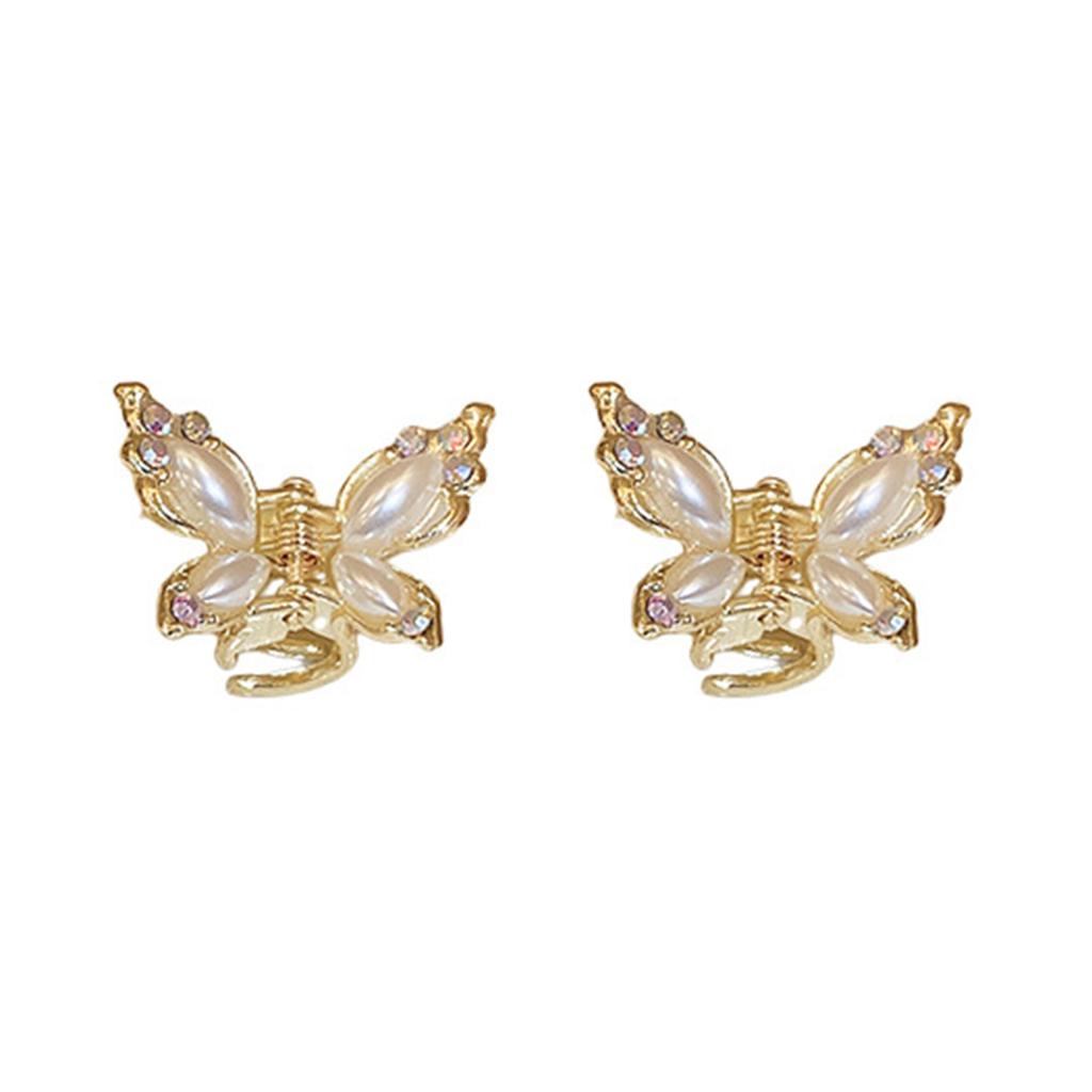HH3662 Rhinestone Pearl Butterfly Small Hair Clip Alloy Elegant Design For Women Girls