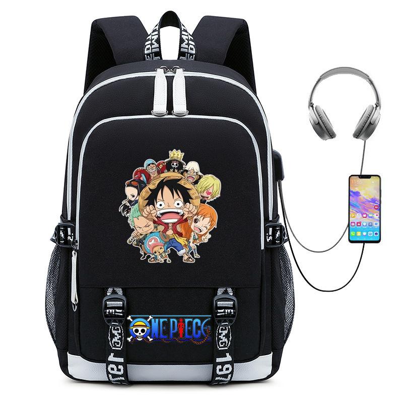 Riman ONE PIECE One Piece Peripheral Backpack, Youth Large-capacity Schoolbag USB Computer Bag