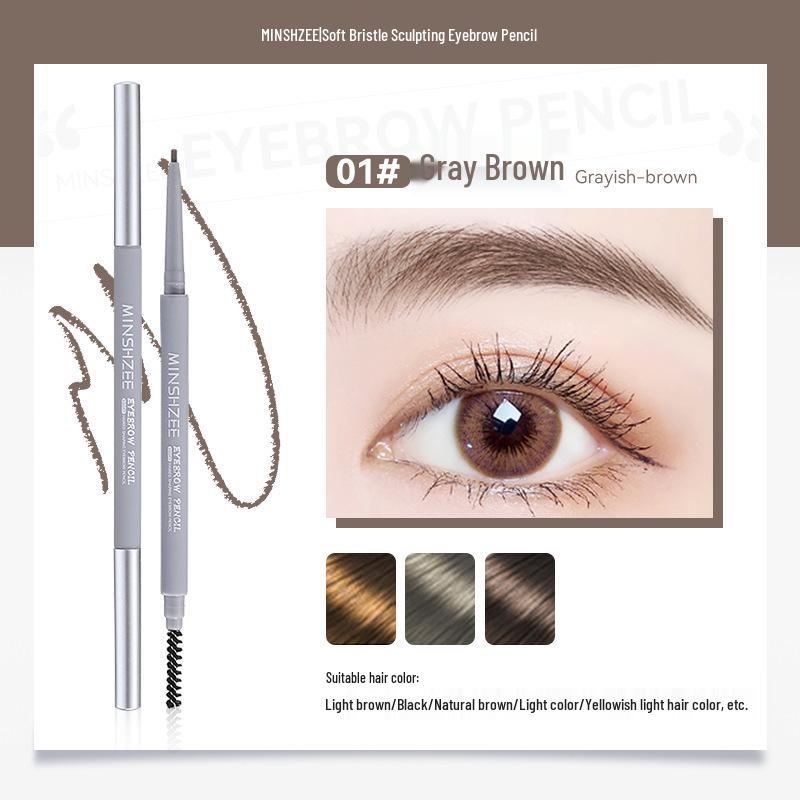 Mingxi Zhi Double-Ended Ultra-Fine Waterproof Eyebrow Pencil - Long-Lasting, Natural, Easy Color, Beginner-Friendly.