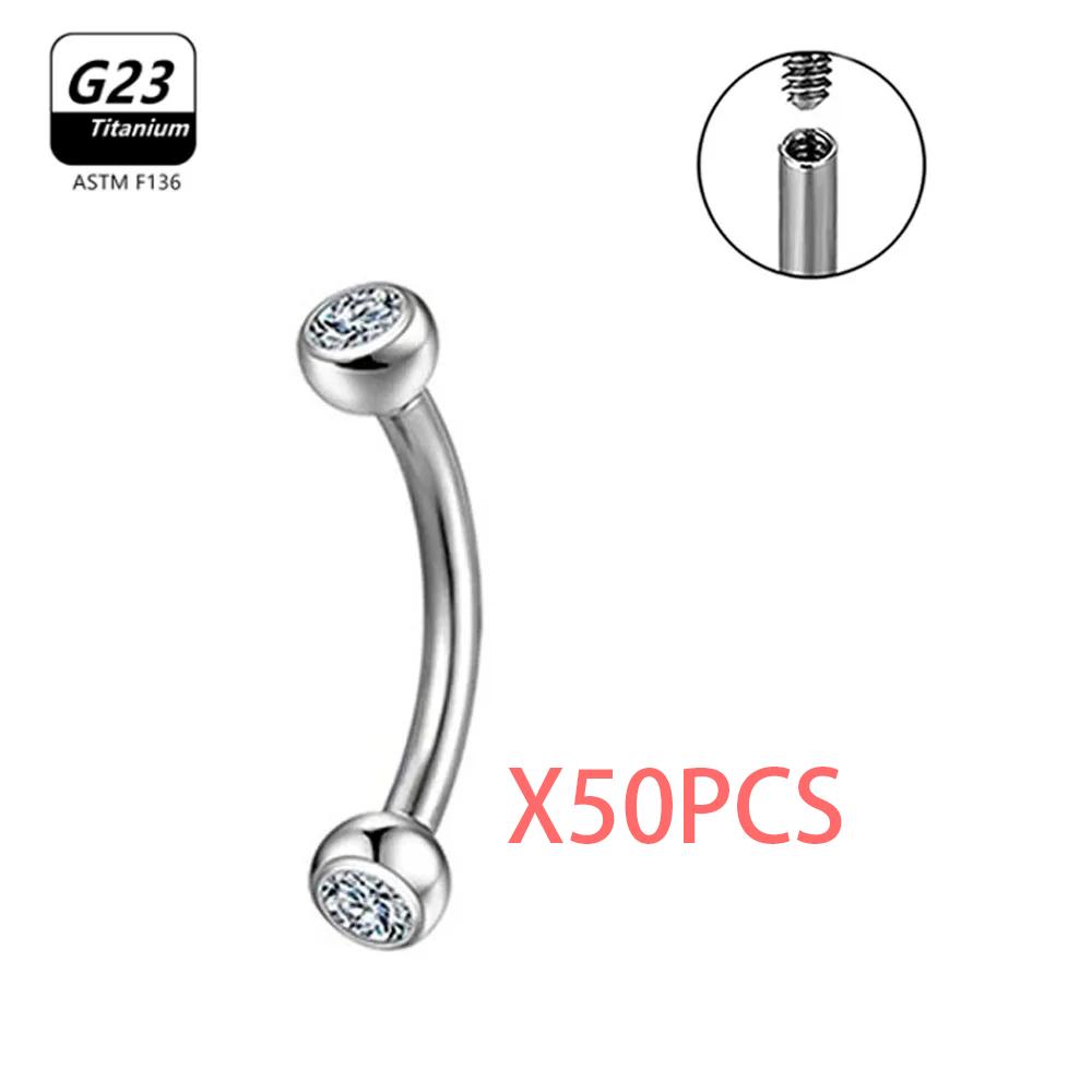 1/5/50 szt. Tytan G23 ASTM-F136 Piercingi Brwi kolczyk cyrkonia Gwint wewnętrzny Brwi Ciało Cyrkonia Hurt