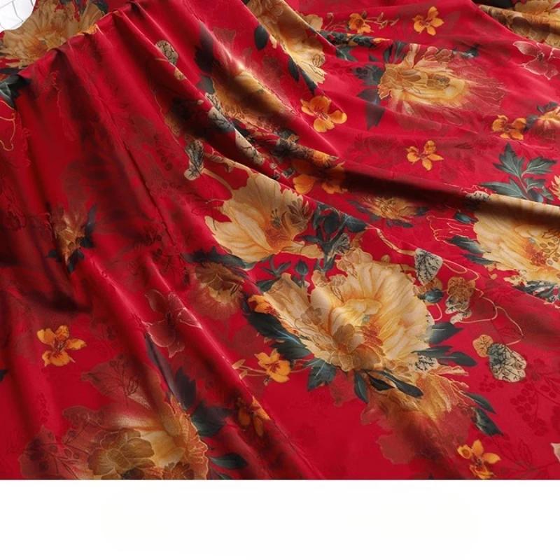 Chinese-style Imitation Silk Cloud Gauze High-end Fabric Soft Cotton Silk Printed Fabric DIY Cheongsam Dress Hanfu Clothing