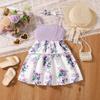 Sukienka Dziewczęca Sukienka Letnia Moda Dziecięca Sukienka Księżniczki w Kwiaty Sukienka na Ramiączkach Dziecięca