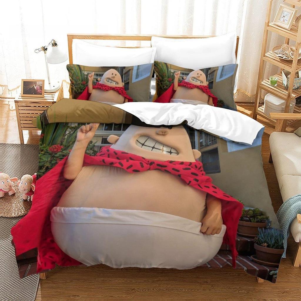 Fashion Cartoon Kawaii Captain Underpants Bedding Set Single Twin Full Queen King Size Bed Set Adult Kid Bedroom Duvetcover Sets