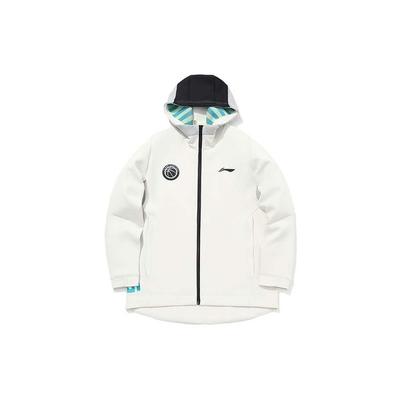 Li Ning Basketball Series Kapuzenpullover mit durchgehendem Reißverschluss für Herren Sweatshirt Wolkenweiß AWDQ789-1