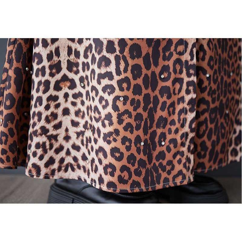 Loose Literary Big Size Fashion Leopard Print Mid-length Temperament Casual Dresses