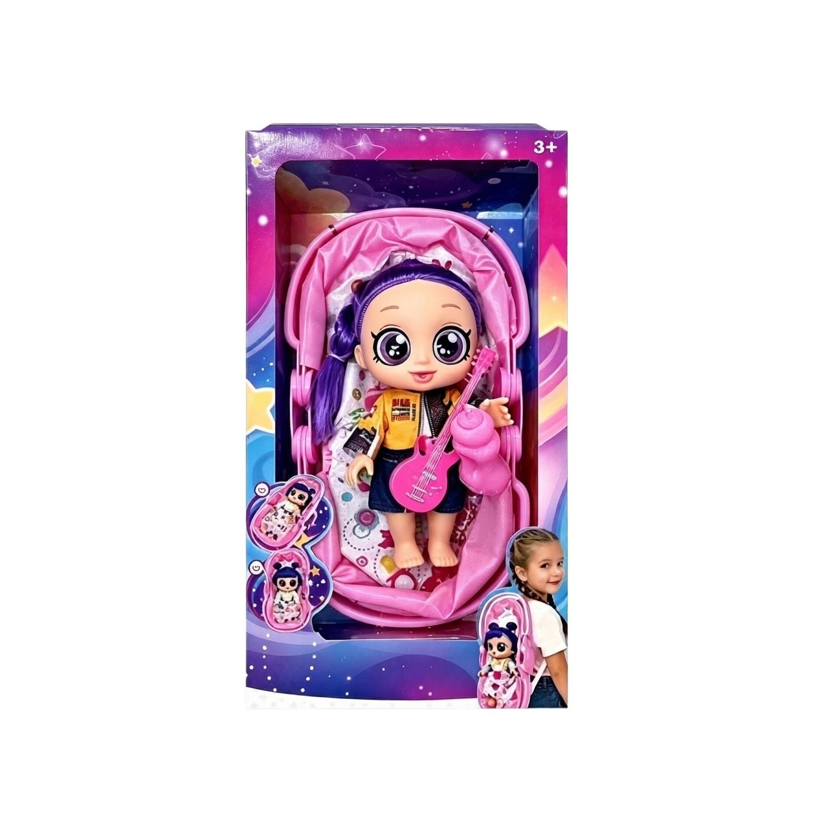 

10 Inch Soft Vinyl Doll with Light Up Eyes and Built-in Music Function Includes Guitar and Accessories Suitable for Ages 3 and Up One Size