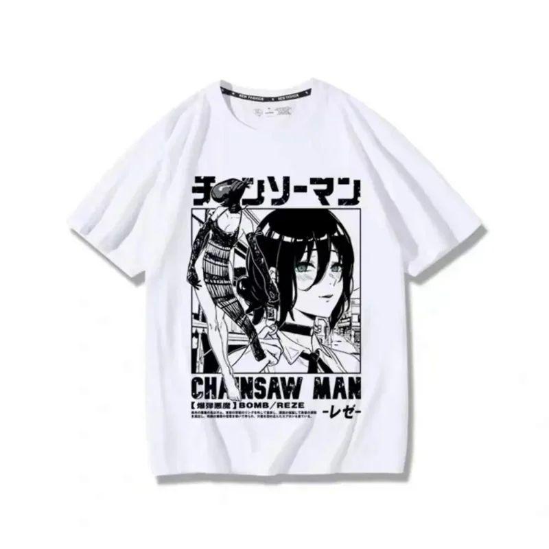 

Anime T-shirt Women Chainsaw Man Manga Graphic Cotton Short Sleeve Tee Plus Size Women Tops Summer Streetwear 4XL