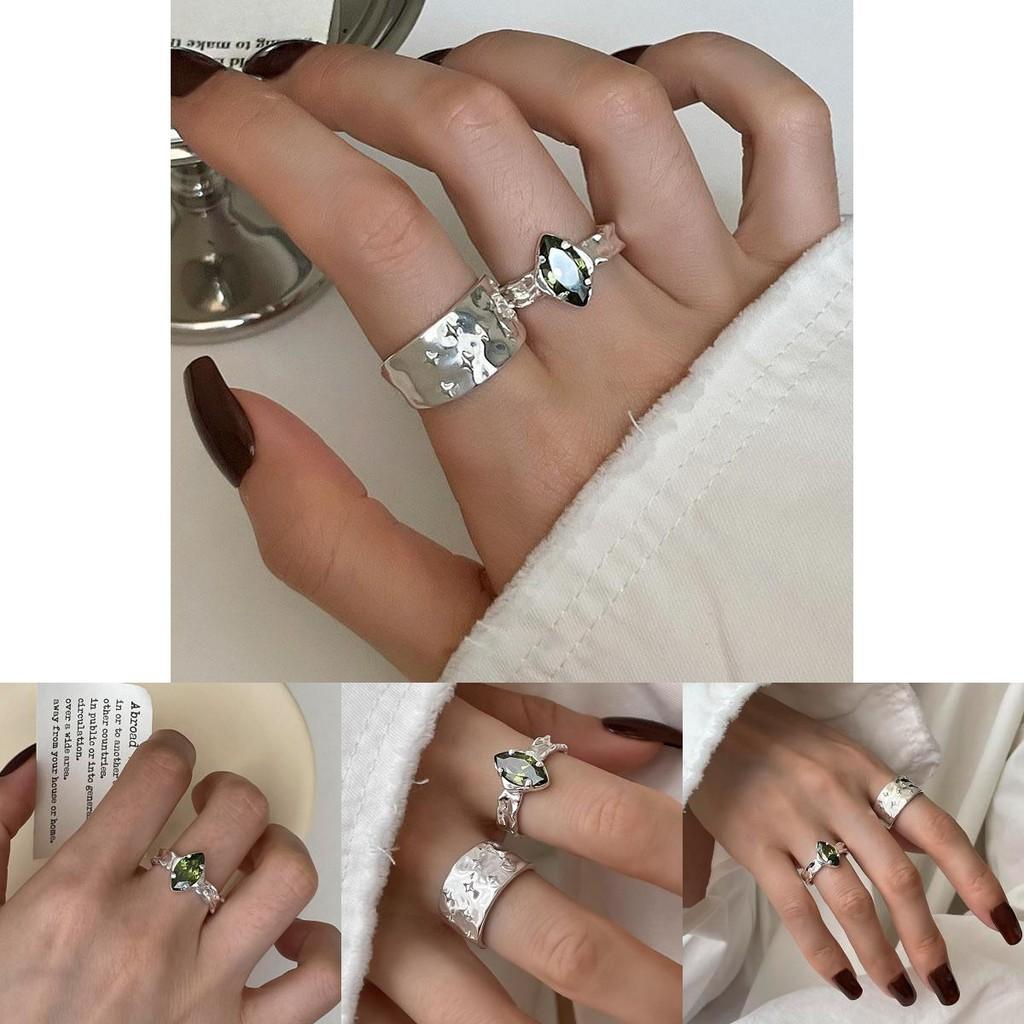 Stylish Open Adjustable Copper Ring With Geometric Star And Rivet Design For Women