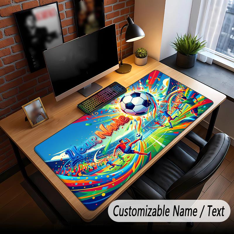 Soccer Theme Custom Mouse Pad Personalized With Name Text Customized Desk Mat For Office Home Decor