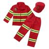 Kids Fireman Costume Set Girls Boys Firefighter Cosplay Fancy Dress Up Thick Jacket Coat With Pants Hat Set