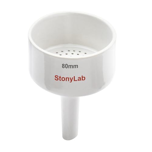 stonylab Porcelain Buchner Funnel, 80 mm, Porcelain Buchner Filter Funnel, 10 cm Outer Diameter, 9.2 cm Inner Diameter, for Laboratory Use