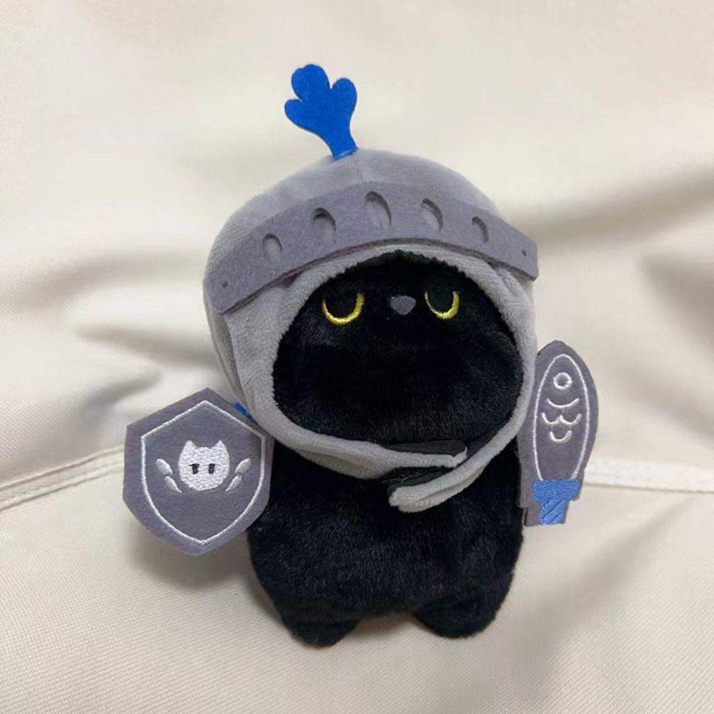 Shield Knight Cat Plush Doll Silly Black Cat Stuffed Toy Decoration Cat Plush Toy  Children