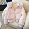 Short fur collar hooded cotton-padded women, thickened and loose small bread clothes and cotton-padded jackets in winter