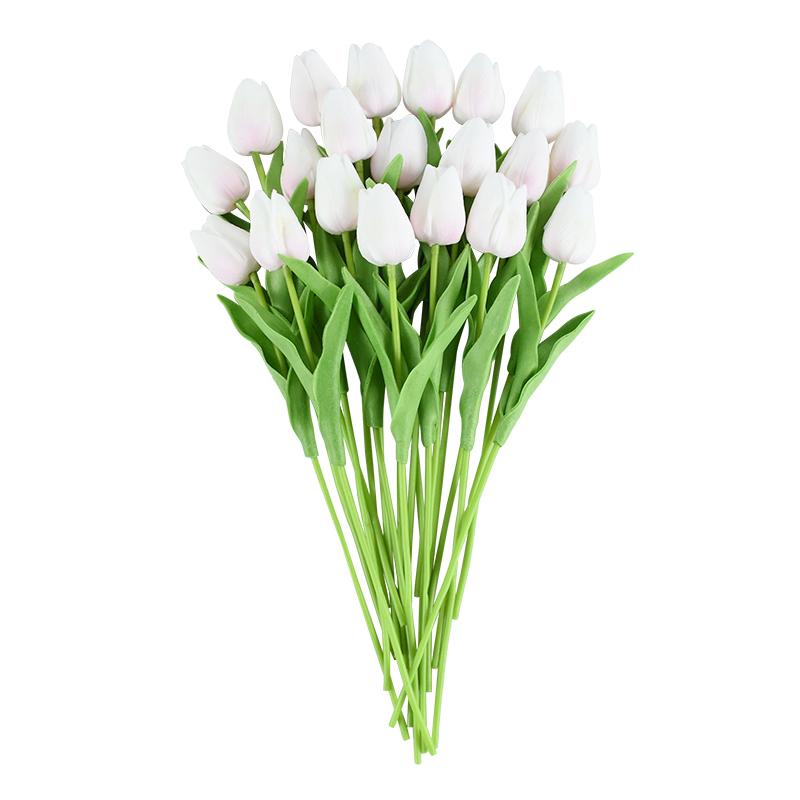 10 Heads Luxury Artificial Tulips Flowers White Real Touch Bouquet Foam Fake Flower Wedding Home Living Room Christmas Decoratio