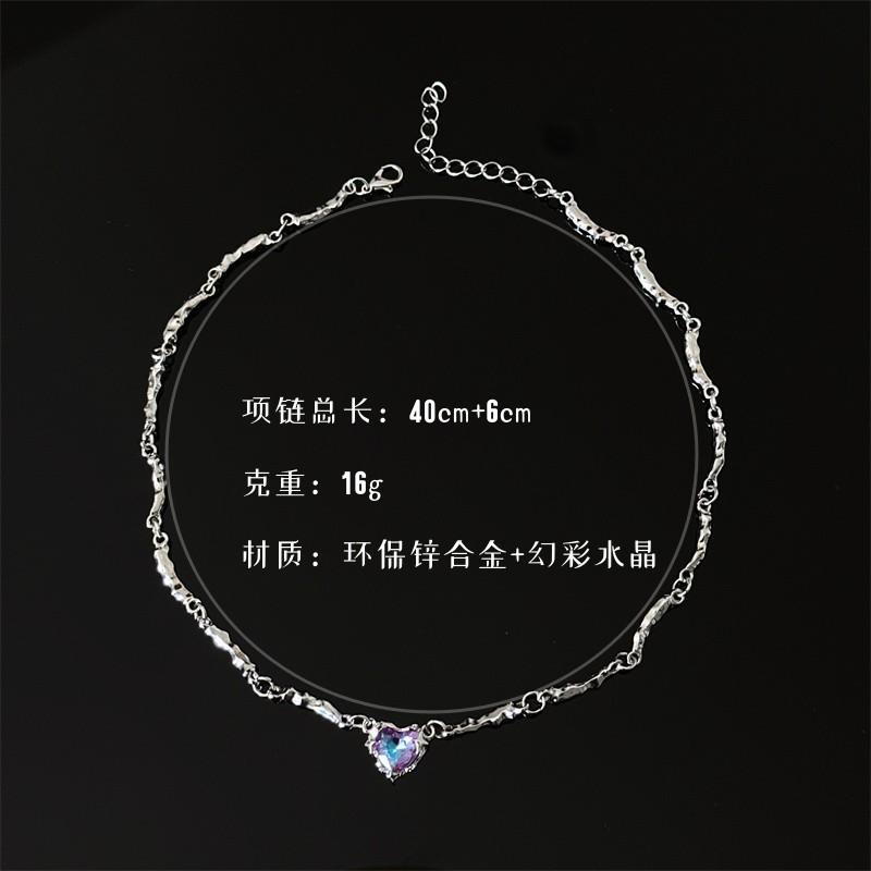 Elegent Shiny Crystal Heart Pendant Necklace for Women Girls Y2K Irregular Silver Color Chain Necklace Fashion Jewelry Gifts