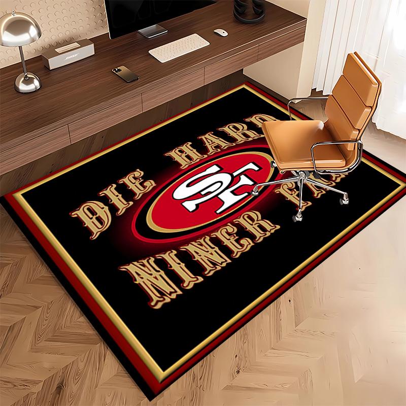 1 Stück San Francisco 49ers LOGO Druck Teppich - Weich, Waschbar, Rutschfest, Indoor-Matte, Wohnzimmer, Home-Office Dekorativer Teppich, Büro Dekorativ