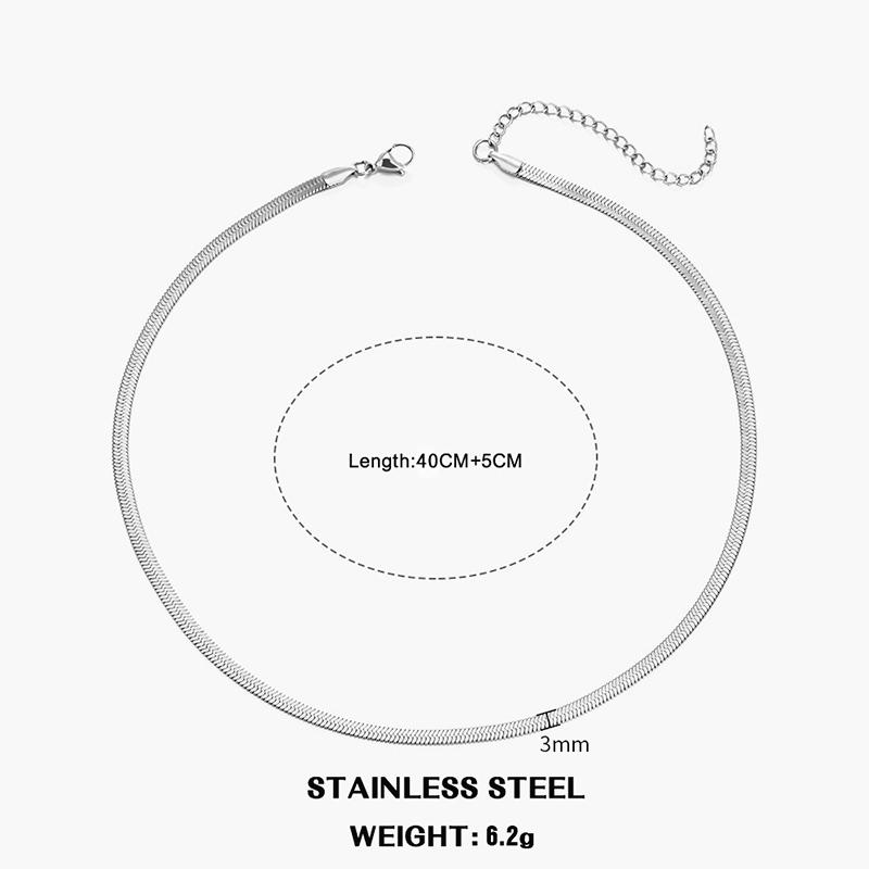 Classic Unisex Flat Snake Chain Choker Necklace For Women Stainless Steel Herringbone Gold Silver Color Fashion Jewelry Gift