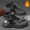 Winter men's shoes 2024 new men's Martin boots velvet warm trend versatile tooling shoes non-slip and wear-resistant men's boots