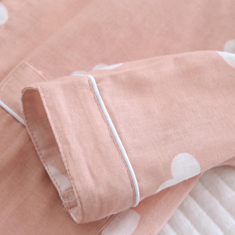 2022 Cotton Gauze Pajama Set with Chest Pads - Summer & Autumn Long Sleeve Women's Homewear
