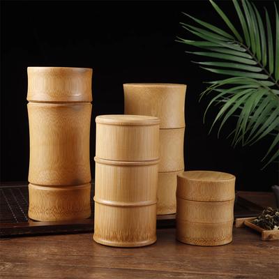 Boîte de rangement des aliments en bambou naturel, boîte de rangement des épices, thé, noix, boîte à thé, organisateur écologique, pot, conteneurs de cuisine