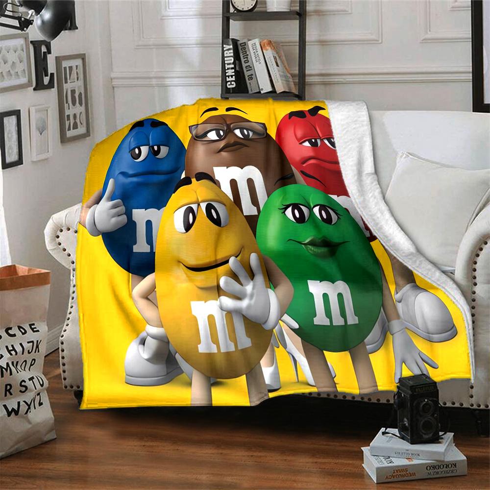 Colorful Mm'S Characters Flannel Blanket Super Soft Warm Cozy Blanket For Sofa Bed Office Travel Allseason Home Decor Gift