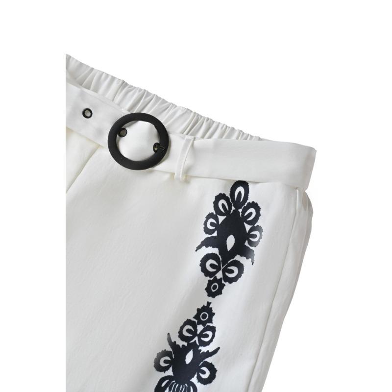 Women 2 Piece Set Floral Embroidered Short Sleeve Shirt and High Waist Shorts With Belt Multi Color