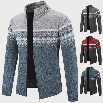 Heren herfst- en winterritsvest met dikke breisels, opstaande kraag, stijlvol design