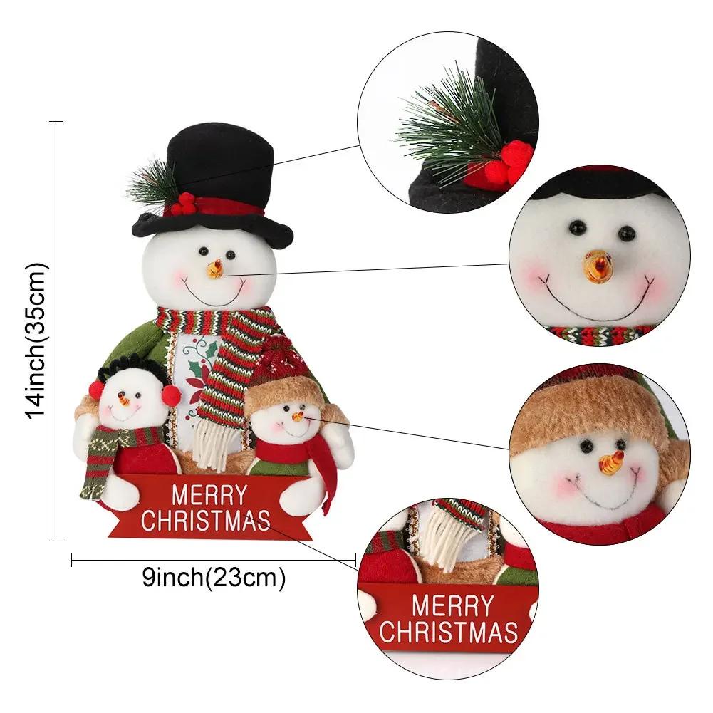 Christmas Dolls Decoration Short Plush Printe Santa Claus Snowman Doll for Christmas Tree Ornaments Figurin Room Decor Gift