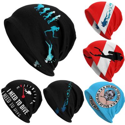 2023 Scuba Duiken Sport Accessoires Skullies Caps Dames unisex Scuba Duiken Vlag Merch Beanie Bonnet Hoed Geschenken voor Duiker Onderwater