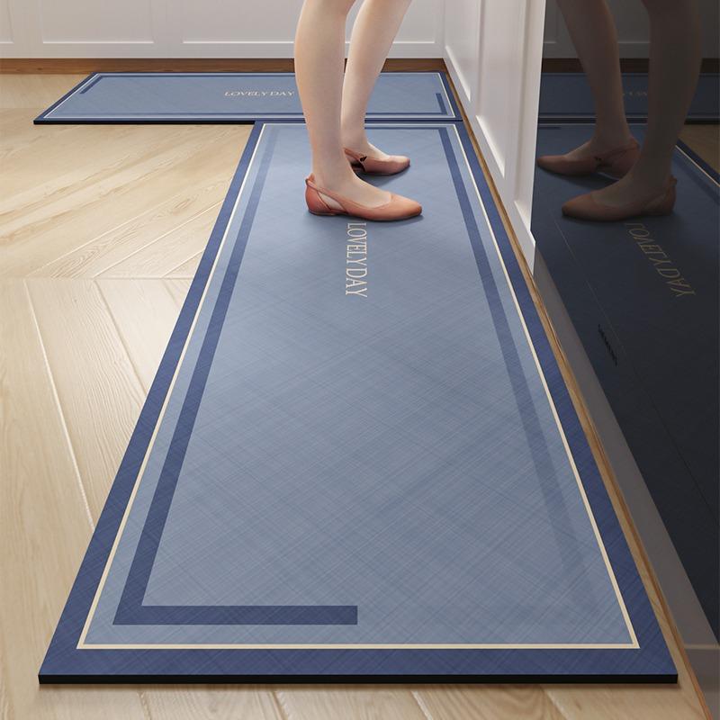 Küchenbodenmatte Rutschfest Ölbeständig Teppich PVC Leder Wasserdicht Fußmatten Langer Streifen Teppich Moderner Stil Heimdekoration Teppiche
