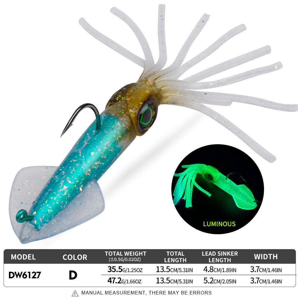 13cm Luminous UV Squid Lure with Lead Head & Hook - Soft Bionic Octopus/Cuttlefish Bait
