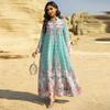New Middle East Dubai Fashion Embroidered Print Robe Dress Embroidered Printed Dress