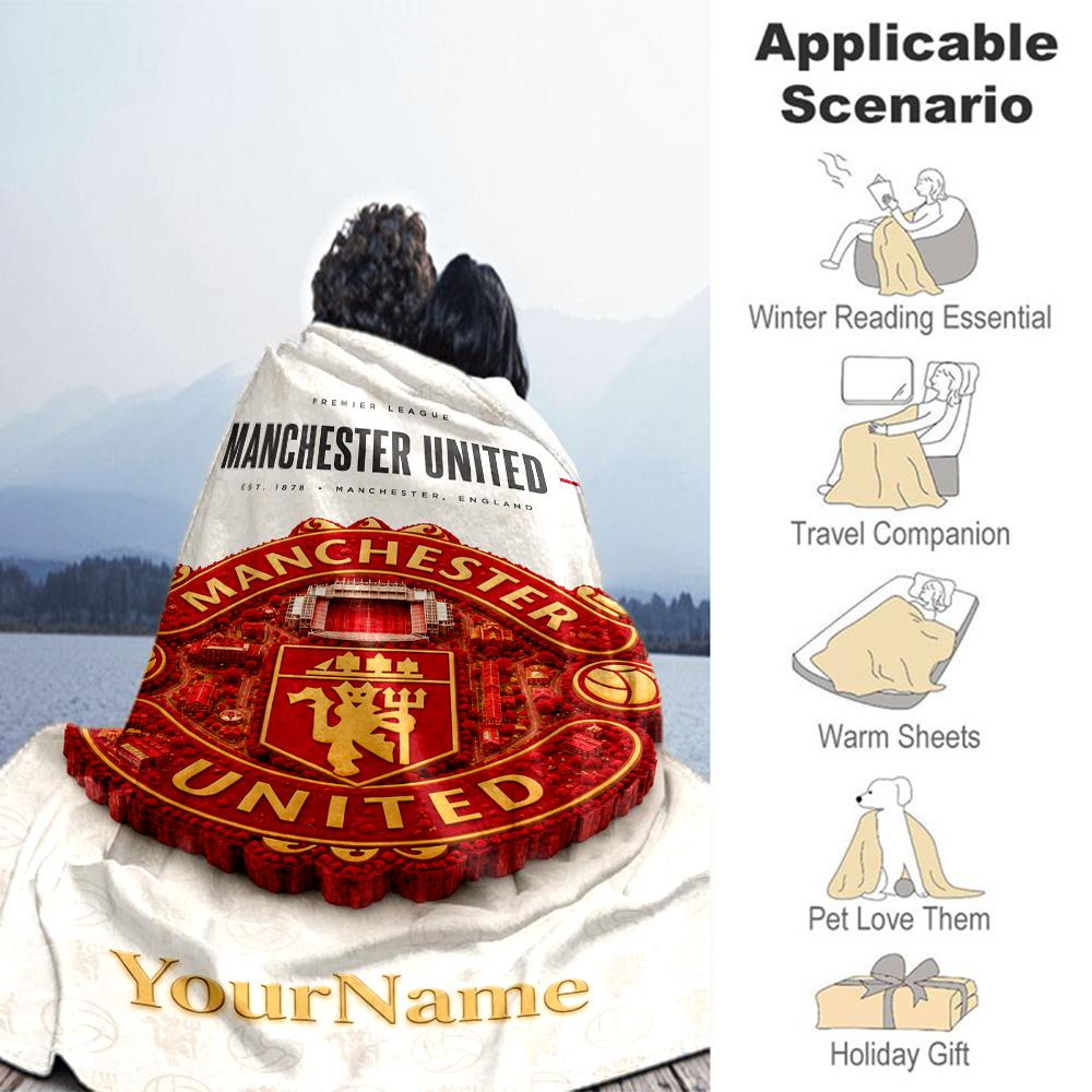 Manchester Customize Text Blanket Multi-purpose Personalized Blanket Ultra-Soft Suitable for Sofa Chair Home Decor Seaside for All Occasions
