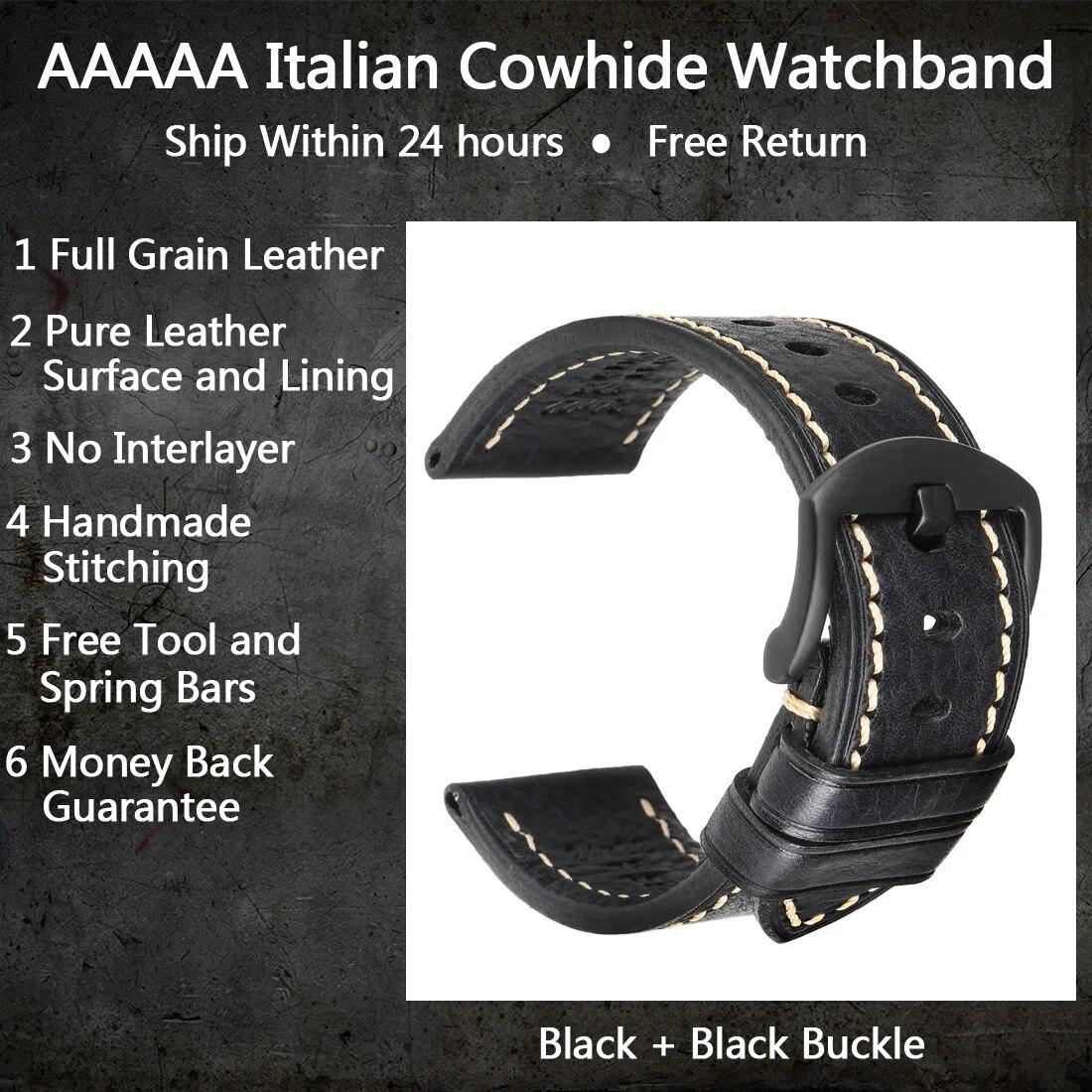 

Розкішний ремінець для годинника ручної роботи з натуральної коров’ячої шкіри та браслет із пряжкою у формі метелика для ремінців для годинника Hamilton SEIKO Citizen 23mm