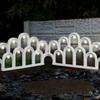 Europäische Gartendekoration 4-teiliger Kunststoffzaun mit Solarlichtern