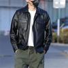 Cowhide print leather jacket for men, trendy and stylish, British style new vintage lapel casual biker leather jacket, windproof