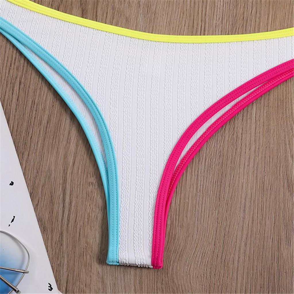 Splicing talie mijlocie Bikini cu croiala înaltă Costum de baie pentru femei Costum de baie pentru femei Set de bikini din două piese Costum de baie pentru baie Swim Lady