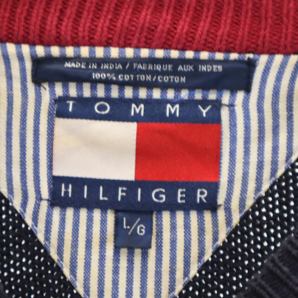 Tommy Hilfiger 90s Old Flag Tag Long Sleeve Cable Knit L Navy Sweater Men's Used