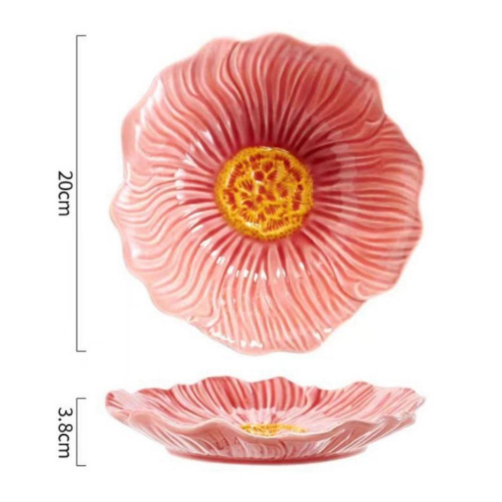 American Style Dining Plates Light Luxury Decorative Bowl Ceramic Flower Plate  Western Food