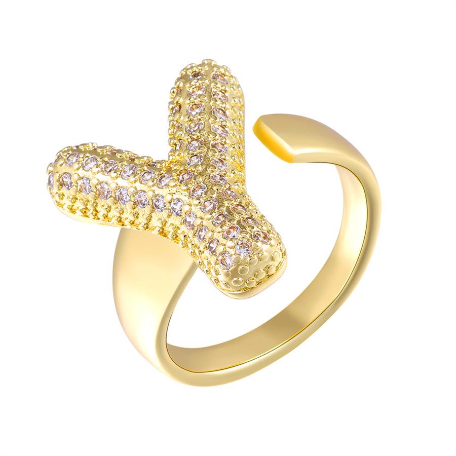 Zirkon Kupfer Mikro-Eingefasst 26-Buchstaben Offener Ring - Europäischer & Amerikanischer Weihnachtsschmuck