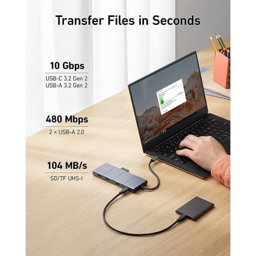 Anker 565 USB-C Hub (11-in-1) 10Gbps High Speed ??Data Transfer 4K HDMI Port DisplayPort 100W USB PD Compatible USB 3.2 Gen 2 USB-C Port USB-A Port Et