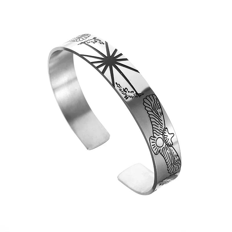 Fashionable Wings Feather Adjustable Cuff Bracelet for Men Trendy Open Design Lucky Jewelry Gift