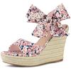 Allegra K Women's Floral Platform Wedge Sandals, White, Size 25.5cm
