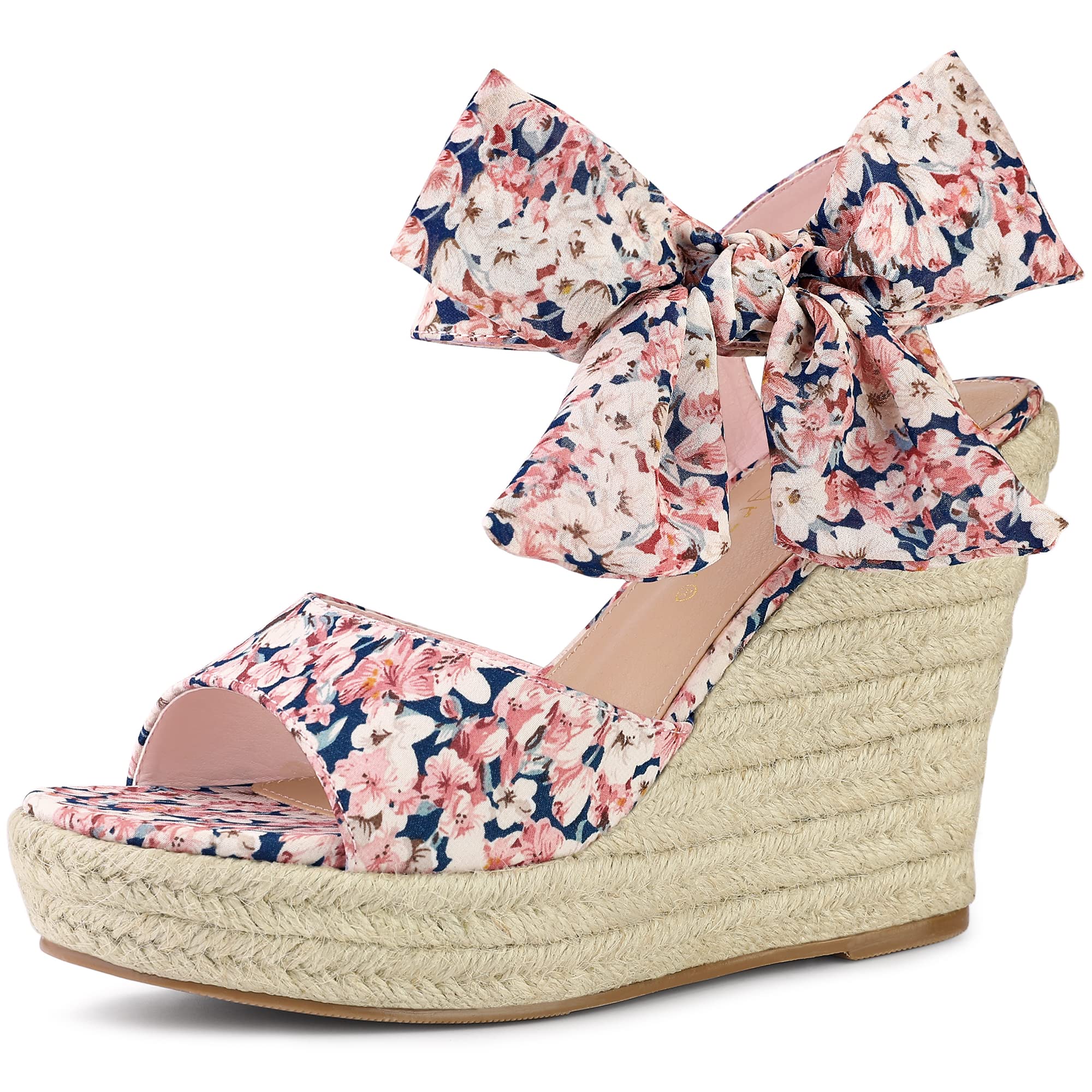 

Allegra K Women s Floral Platform Wedge Sandals, White, Size 25.5cm