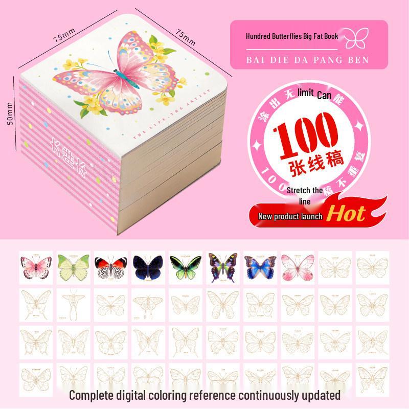 Feile Bird National Style Watercolor Accordion Folded Painting Book - Dunhuang Palace Design, 300g, Includes Line Drawing and Stacking Features.
